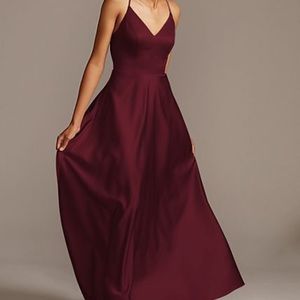 David’s Bridal-Bridesmaid dress-Wine Colored